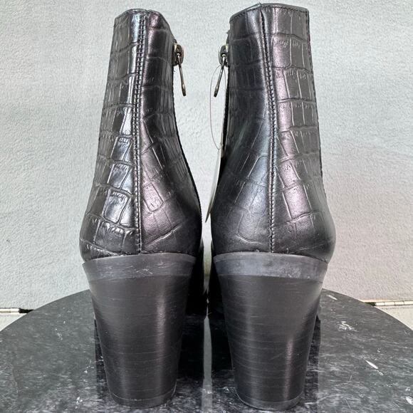 Blondo Black Leather Croc Embossed Waterproof Ankle Boots Women’s Size 8.5M US - Picture 4 of 9